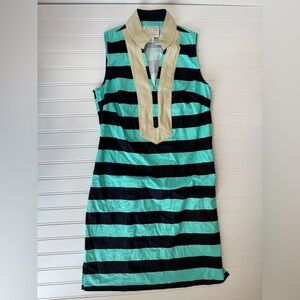 SAIL TO SABLE STS Navy Blue Stripe Sleeveless Tunic Dress XS. 1218